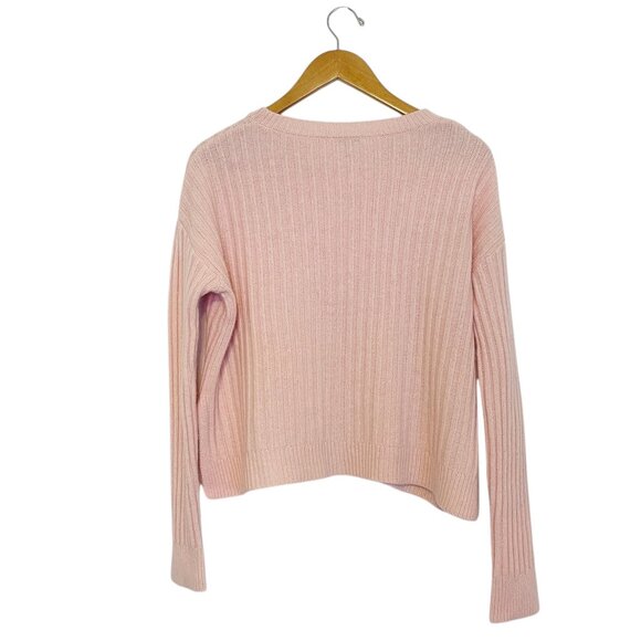 Rails Joelle Ribbed Sweater Wool Cashmere Blend Cropped Boxy Pink Size Medium - Picture 4 of 15
